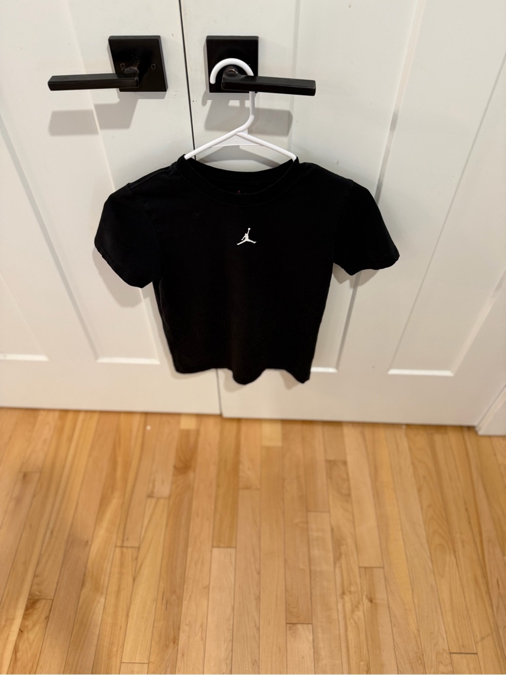 Jordan Black Kids Short Sleeve Tee with White Jumpman Size 8-10